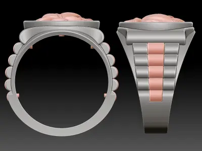 Lotos watch Man Ring silver gold printable jewelry 3D print model