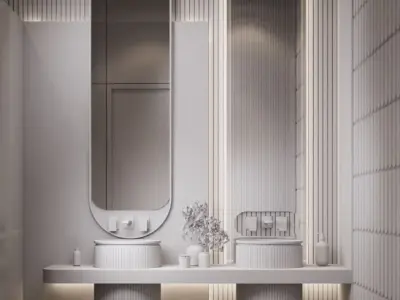 Luxury Double Vanity Bathroom Scene 3D model