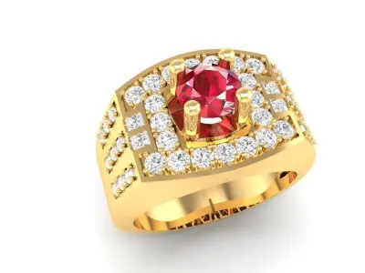 Luxury Square Halo Ring for Men  377 3D print model