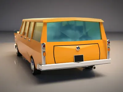 Low Poly Station Wagon Low-poly 3D model