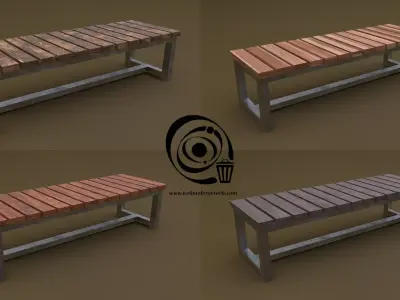 bench 10 4in1 - 4 Texture 1 Model Low-poly 3D model