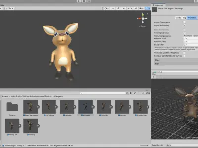 High-Quality 3D Cute Kangaroo - Animated for Games Low-poly 3D model