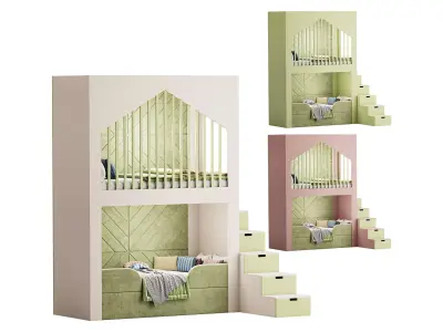 Childrens bunk bed 40 3D model