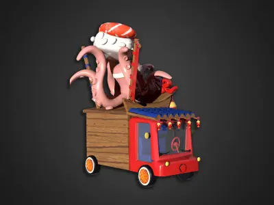 Asset - Cartoons - Food Sushi Car 3D model