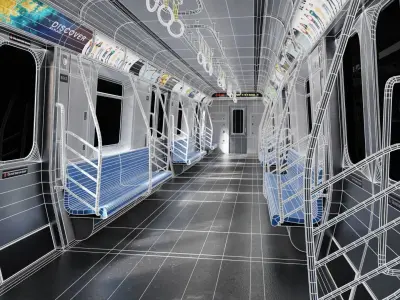 Subway Car Interior 8K and 4K Textures 3D model