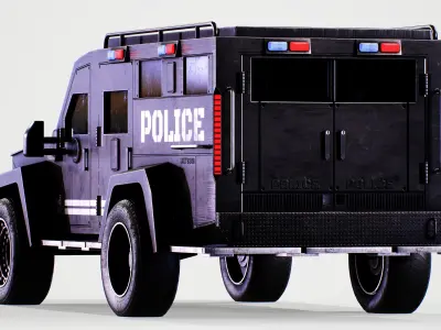 Police Truck Low-poly 3D model
