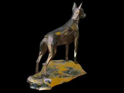 Steampunk Doberman Pinscher Rock Low-poly 3D model