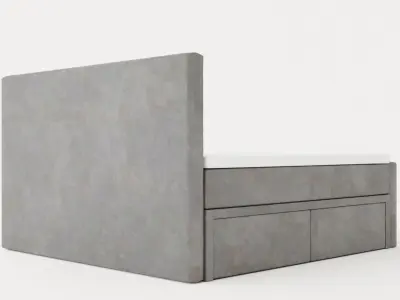 Velluto Complete Storage Bed 180x200 With Footboard Gray Low-poly 3D model