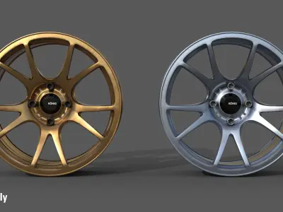  Konig Freeform 15x8 PCD 4x100 Rim Low-poly 3D model
