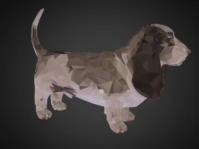Dog Basset Hound Low Polygon Art Farm Low-poly 3D model