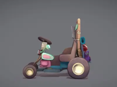 Moped toy tractor Low-poly 3D model