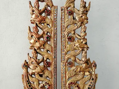 Antique Burmese Wooden Fragments 3D model