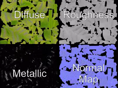 Vibrant Fern Leaf model pack Low-poly 3D model