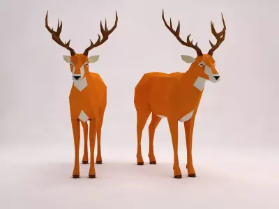 ORIGAMI---Deer Setup Low-poly 3D model