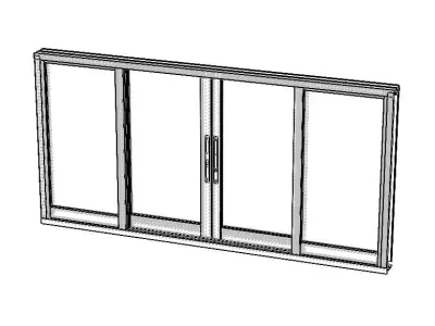 Aluminium Sliding Window 4 Panels 3D model