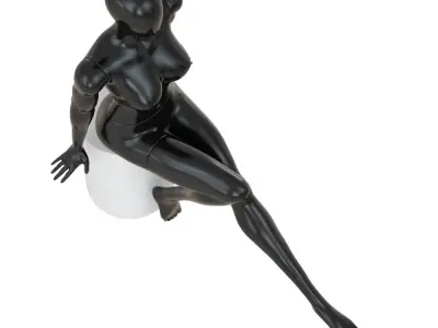 Female abstract mannequin sitting on a stool 75 3D model