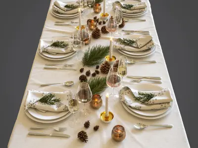 New Years table settings 3D Model Collection