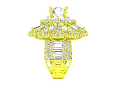 7286 luxury baguette diamond engagament ring  3D print model