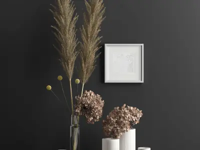 Decor with dry flowers 3D model