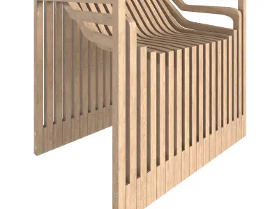 Wooden chair Low-poly 3D model