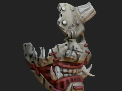 Oni Mask 7 Broken Horn Battle Damage 3D print model
