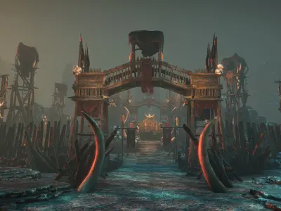 Tribal camp Low-poly 3D model