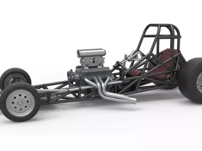 Vintage Front engine dragster Base Version 4 Scale 1 to 25 3D print model