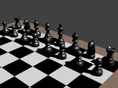 Chess board with pieces 3D model