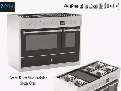Genesi 120cm Steel Cookstop Steam Oven  3D model