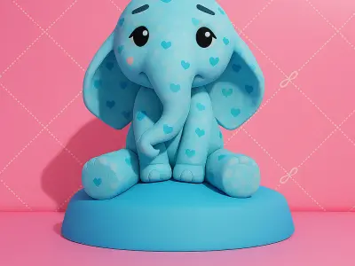 Cute Stylized 3D Elephant 3D model