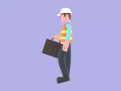 Stylized 3D Male Architect - Standing with Briefcase Pose 3D model