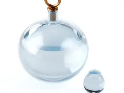 Glass round carafe and a glass of water 3D model