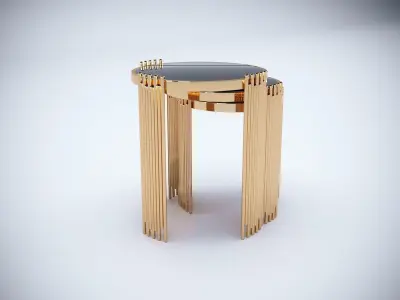 3D Brass and Glass Modern Coffee Tables 3D model