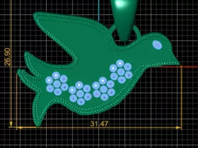 gold bird pendant 3D printable model 3D print model