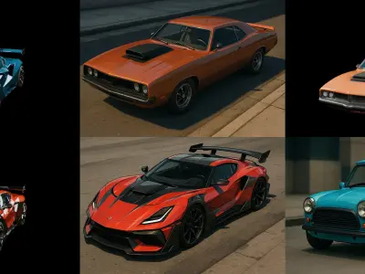 Sport Car bundle 9 pack 100 glb 3D model