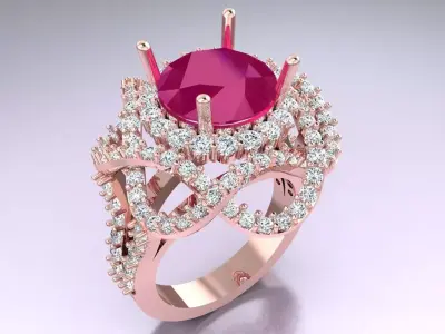 Diamond Ring - Womens Rings - N3882 3D print model