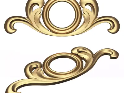Carved Door Handle Decor 02 Low-poly 3D model
