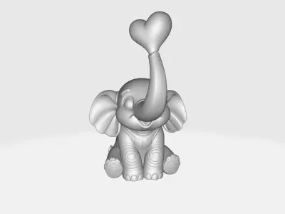 Cute Elephant with Heart Valentines Day Figurine 3D print model