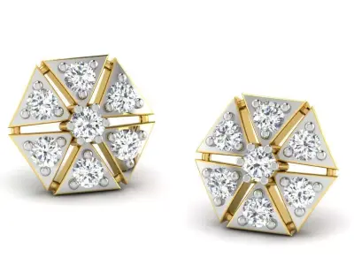 Gold Diamond Women Earring 3D print Model 3D print model