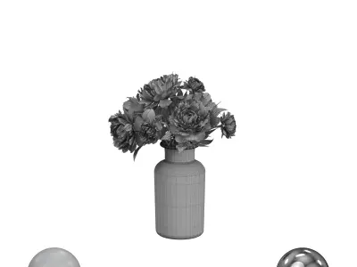 Tall White Peony Bouquet 3D model