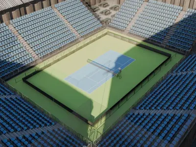 VR Tennis Court Low-poly 3D model