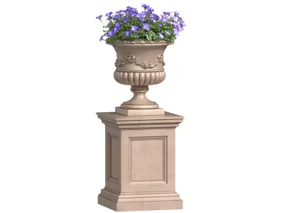 Flower Petunia purple in a classic vase for decorating 3D model