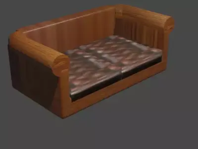 shofa wooden couch Free low-poly 3D model
