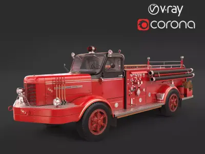 Fire Truck - ENGINE 61 1953 FWD Pumper high poly 3D model