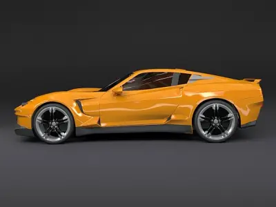 Yellow sports car 3D model