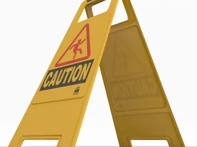 Caution Floor Sign Low-poly 3D model