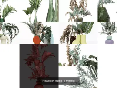 Flowers in vases 3D Model Collection
