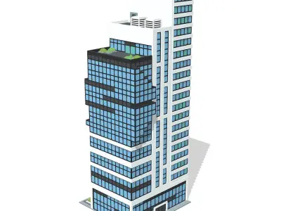 Voxel Triple Tower Low-poly 3D model