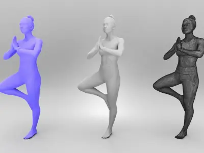 Sporty young woman meditating 378 Low-poly 3D model