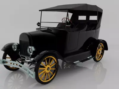 1923 classic car Touring Low-poly 3D model